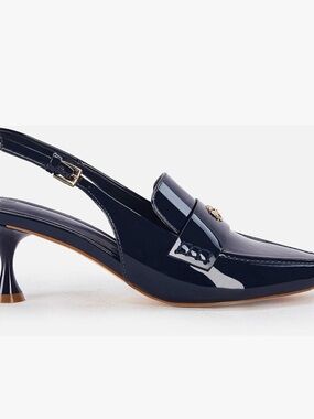 Patent Slingback Loafer Mule in Navy